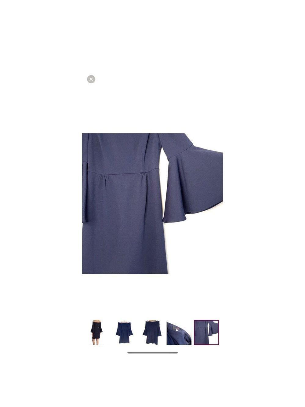 TRINA TURK Miley Off Shoulder Bell Sleeve Sheath Dress Sz 4 Blue Party Work $168 - Picture 4 of 9
